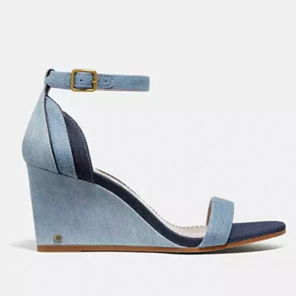 Coach Olive Sandal Denim Wedge - Picture 1 of 13
